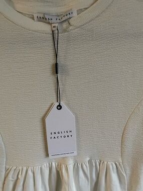 English Factory Cream Textured Peplum Top